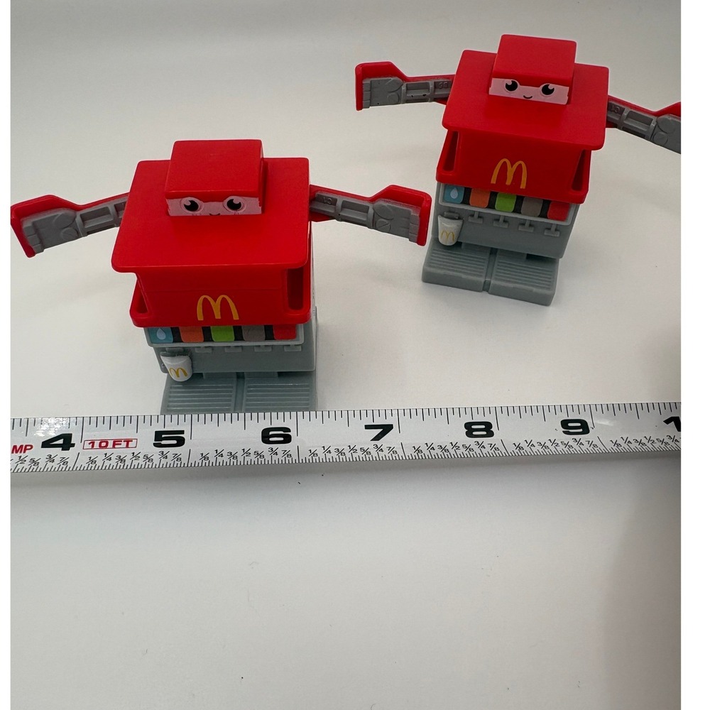 McDonalds Happy Meal Soda Fountain Transforming Robot Toy Lot of 2 Red Grey - Picture 7 of 7